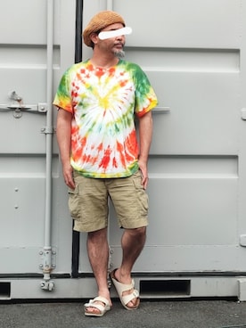 「アイテム（ハンチング/ベレー帽）」を使った、アマタウロスさん（メンズ・169cm・40代）の夏コーディネート