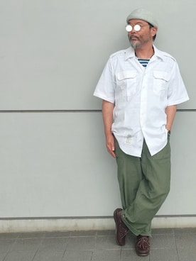 「アイテム（ニットキャップ/ビーニー）」を使った、アマタウロスさん（メンズ・169cm・40代）の夏コーディネート