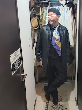 「アイテム（ハンチング/ベレー帽）」を使った、アマタウロスさん（メンズ・169cm）の冬コーディネート