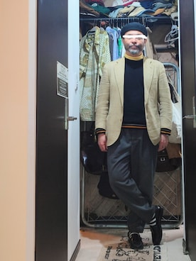 「アイテム（ハンチング/ベレー帽）」を使った、アマタウロスさん（メンズ・169cm）の秋コーディネート