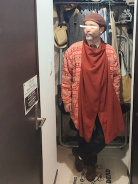「アイテム（その他アウター、レッド系）」を使った、アマタウロスさん（メンズ・169cm）の秋コーディネート