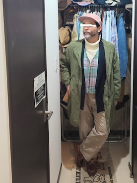 「アイテム（ミリタリージャケット）」を使った、アマタウロスさん（メンズ・169cm）の冬コーディネート