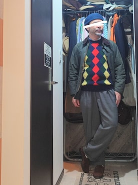 「アイテム（ハンチング/ベレー帽）」を使った、アマタウロスさん（メンズ・169cm）の秋コーディネート