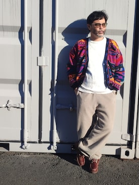 「アイテム（モカシン/デッキシューズ）」を使った、アマタウロスさん（メンズ・169cm）の秋コーディネート