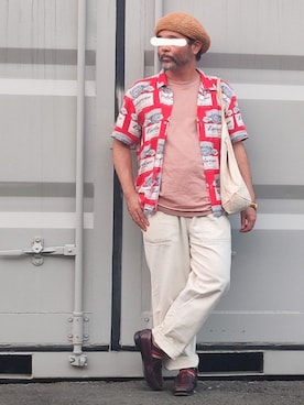 「アイテム（ローファー）」を使った、アマタウロスさん（メンズ・169cm・40代）の夏コーディネート
