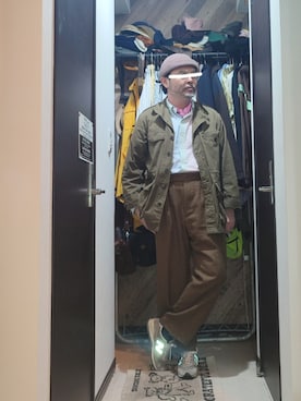 「BEAMS（ビームス）のアイテム（帽子）」を使った、アマタウロスさん（メンズ・169cm）の春コーディネート