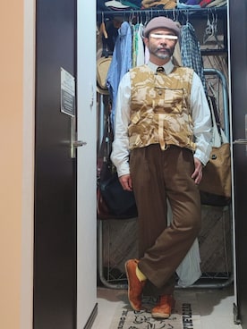 「アイテム（ニットキャップ/ビーニー）」を使った、アマタウロスさん（メンズ・169cm）の秋コーディネート