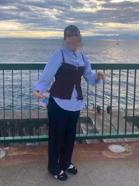 「LOWRYS FARM（ローリーズファーム）のパールタレンネックレス　249411（ネックレス）」を使った、マイマイさん（レディース・152cm・20代）の秋コーディネート