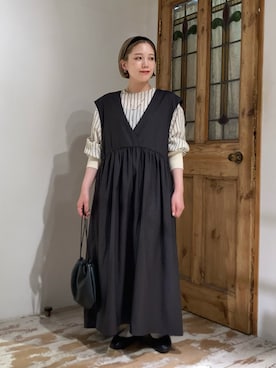「秋服」｜「アイテム（ジャンパースカート）」を使った、erikaさん（レディース・147cm）の秋コーディネート