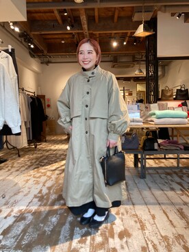 「PUAL CE CIN（ピュアルセシン）のアイテム（ノーカラーコート）」を使った、erikaさん（レディース・147cm）の冬コーディネート
