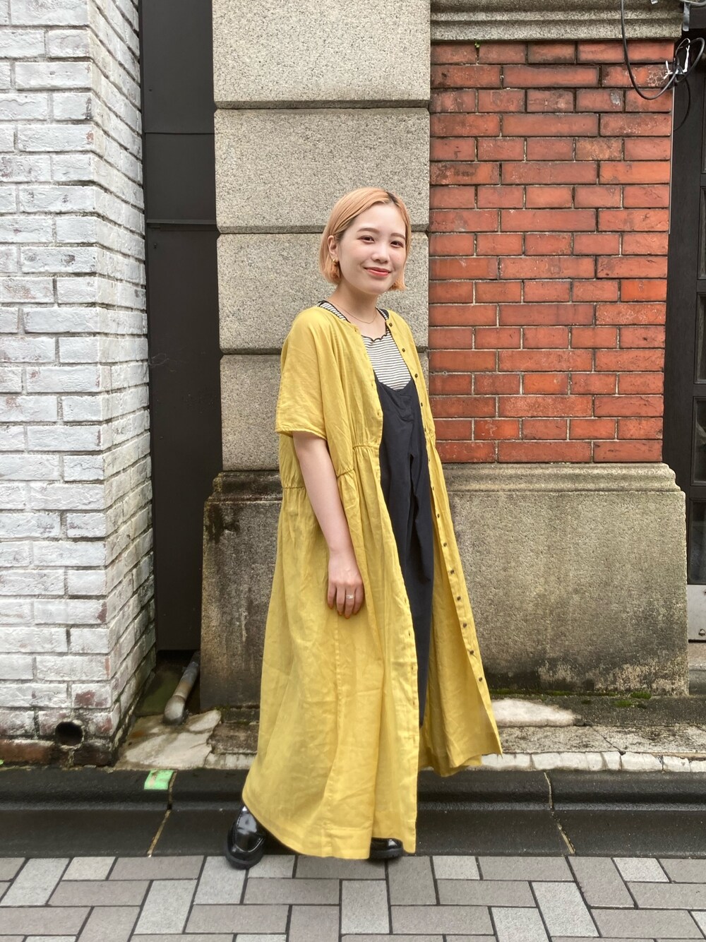 Du noir コットンリネンサロペット Du noir】コットンリネンサロペットを使った人気ファッション
