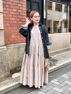 「PUAL CE CIN（ピュアルセシン）の【Du noir】デニムブラウス（シャツ/ブラウス）」を使った、erikaさん（レディース・147cm）の秋コーディネート