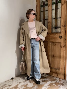 「PUAL CE CIN（ピュアルセシン）のアイテム（トレンチコート）」を使った、erikaさん（レディース・147cm）の冬コーディネート