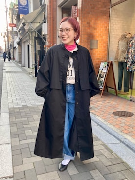 「PUAL CE CIN（ピュアルセシン）のアイテム（ノーカラーコート）」を使った、erikaさん（レディース・147cm）の冬コーディネート