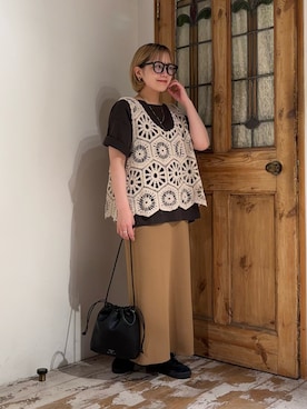 「アイテム（ベスト）」を使った、erikaさん（レディース・147cm）の夏コーディネート