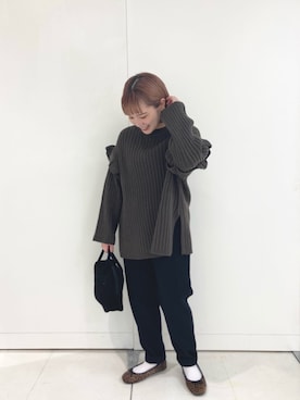「袖ボリューム」｜「アイテム（バレエシューズ）」を使った、erikaさん（レディース・147cm）の秋コーディネート
