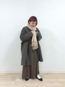 「PUAL CE CIN（ピュアルセシン）のアイテム（ノーカラーコート）」を使った、erikaさん（レディース・147cm）の冬コーディネート
