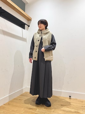 「アイテム（その他アウター、ベージュ系）」を使った、gさん（レディース・148cm）の秋コーディネート