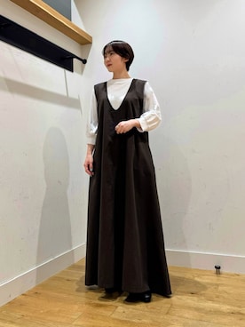 「アイテム（ジャンパースカート）」を使った、gさん（レディース・148cm）の秋コーディネート