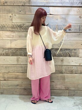 「KBF（ケイビーエフ）のバケットミニBAG（ショルダーバッグ）」を使った、まるっちさん（レディース・152cm）の夏コーディネート