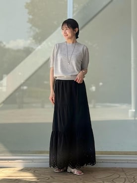「半袖ニット」｜ア デイ イン ザ　ライフさん（レディース・163cm）の春コーディネート