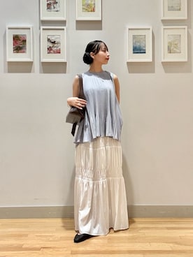 「A DAY IN THE LIFE UNITED ARROWS(アデイインザライフユナイテッドアローズ)のプリーツ フレア ノースリーブブラウス <A DAY IN THE LIFE>(シャツ/ブラウス、ブルー系)」を使った、ア デイ イン ザ ライフさん(レディース・160cm)の夏コーディネート