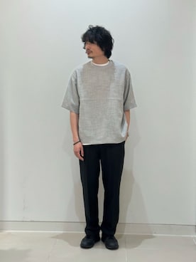 「A DAY IN THE LIFE UNITED ARROWS(アデイインザライフユナイテッドアローズ)のリネンライク バスケット カットソー-吸水速乾・通気性-<A DAY IN THE LIFE>(Tシャツ/カットソー、グレー系)」を使った、ア デイ イン ザ ライフさん(レディース・156cm)の夏コーディネート