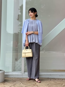 「A DAY IN THE LIFE UNITED ARROWS(アデイインザライフユナイテッドアローズ)のプリーツ フレア ノースリーブブラウス <A DAY IN THE LIFE>(シャツ/ブラウス、ブルー系)」を使った、ア デイ イン ザ ライフさん(レディース・160cm)の夏コーディネート