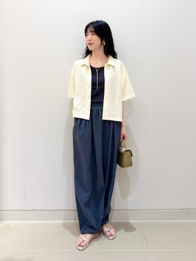 「A DAY IN THE LIFE UNITED ARROWS(アデイインザライフユナイテッドアローズ)のシャーリング ハーフスリーブシャツ 5分袖<A DAY IN THE LIFE>(シャツ/ブラウス、ホワイト系)」を使った、ア デイ イン ザ ライフさん(レディース・156cm)の夏コーディネート