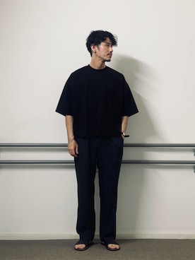 「A DAY IN THE LIFE UNITED ARROWS(アデイインザライフユナイテッドアローズ)のリネンライク バティック ワイド イージーパンツ<A DAY IN THE LIFE>(スラックス、ブルー系)」を使った、ア デイ イン ザ ライフさん(レディース・160cm)の夏コーディネート