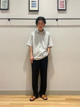 「A DAY IN THE LIFE UNITED ARROWS(アデイインザライフユナイテッドアローズ)のリネンライク バスケット ワイド イージーパンツ-吸水速乾・通気性-<A DAY IN THE LIFE>(スラックス、ブラック系)」を使った、ア デイ イン ザ ライフさん(レディース・156cm)の夏コーディネート