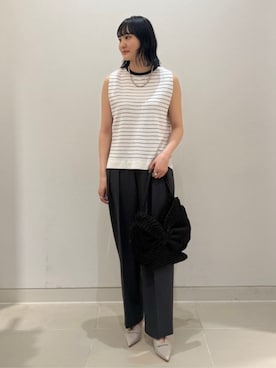 「A DAY IN THE LIFE UNITED ARROWS（アデイインザライフユナイテッドアローズ）のハイツイスト ノースリーブニット ‐ウォッシャブル‐＜A DAY IN THE LIFE＞（Knitwear、その他）」を使った、ア デイ イン ザ　ライフさん（レディース・155cm）の春コーディネート