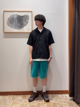 「A DAY IN THE LIFE UNITED ARROWS(アデイインザライフユナイテッドアローズ)のバウンシージャガード オープンカラーシャツ<A DAY IN THE LIFE>(シャツ/ブラウス、ブラック系)」を使った、ア デイ イン ザ ライフさん(レディース・160cm)の夏コーディネート