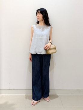 「A DAY IN THE LIFE UNITED ARROWS(アデイインザライフユナイテッドアローズ)のワッシャー バルーン ノースリーブブラウス <A DAY IN THE LIFE>(シャツ/ブラウス、グレー系)」を使った、ア デイ イン ザ ライフさん(レディース・156cm)の夏コーディネート