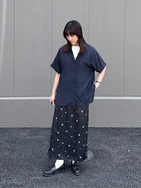 「A DAY IN THE LIFE UNITED ARROWS(アデイインザライフユナイテッドアローズ)のドルマン オープンカラーシャツ <A DAY IN THE LIFE>(シャツ/ブラウス、ブルー系)」を使った、ア デイ イン ザ ライフさん(レディース・160cm)の夏コーディネート