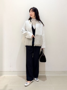 「A DAY IN THE LIFE UNITED ARROWS(アデイインザライフユナイテッドアローズ)のガーター×フェザー ジップカーディガン <A DAY IN THE LIFE>(カーディガン/ボレロ、グレー系)」を使った、ア デイ イン ザ ライフさん(レディース・162cm)の秋コーディネート