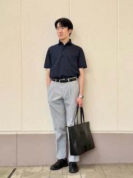 「A DAY IN THE LIFE UNITED ARROWS(アデイインザライフユナイテッドアローズ)のドライ ハニカム 3D カッタウェイカラー ポロシャツ-通気性-<A DAY IN THE LIFE>(ポロシャツ、ブルー系)」を使った、ア デイ イン ザ ライフさん(レディース・160cm)の夏コーディネート