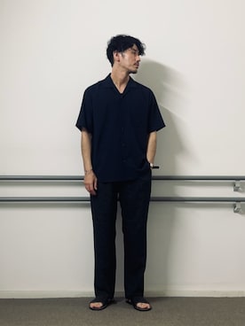 「A DAY IN THE LIFE UNITED ARROWS(アデイインザライフユナイテッドアローズ)のマルチ ファンクション オープンカラーシャツ-接触冷感・吸水速乾・通気性・UVカット-<A DAY IN THE LIFE>(シャツ/ブラウス、ブルー系)」を使った、ア デイ イン ザ ライフさん(レディース・160cm)の夏コーディネート