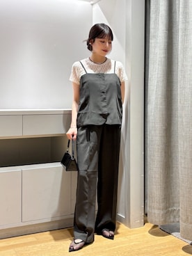 「A DAY IN THE LIFE UNITED ARROWS（アデイインザライフユナイテッドアローズ）のリネンライク ジップキャミ＋パンツ ‐セットアイテム・ウォッシャブル‐ ＜A DAY IN THE LIFE＞（One piece dress、ブラウン系）」を使った、ア デイ イン ザ　ライフさん（レディース・155cm）の春コーディネート