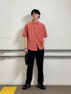 「A DAY IN THE LIFE UNITED ARROWS(アデイインザライフユナイテッドアローズ)の-吸水速乾-ウールライク ワイド イージーパンツ<A DAY IN THE LIFE>(スラックス、ブラック系)」を使った、ア デイ イン ザ ライフさん(レディース・160cm)の夏コーディネート