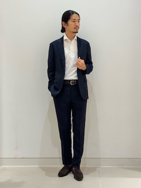 「A DAY IN THE LIFE UNITED ARROWS(アデイインザライフユナイテッドアローズ)のカラミ 2ボタン ジャケット-セットアップ対応・マシンウォッシャブル-<A DAY IN THE LIFE>(テーラードジャケット、ブルー系)」を使った、ア デイ イン ザ ライフさん(レディース・156cm)の夏コーディネート