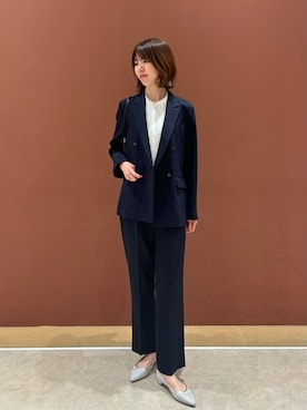 「A DAY IN THE LIFE UNITED ARROWS（アデイインザライフユナイテッドアローズ）のスラブツイル 4ボタン ダブルジャケット ‐セットアップ対応・マシンウォッシャブル‐ ＜A DAY IN THE LIFE＞（Tailored jacket、ブルー系）」を使った、ア デイ イン ザ　ライフさん（レディース・155cm）の春コーディネート