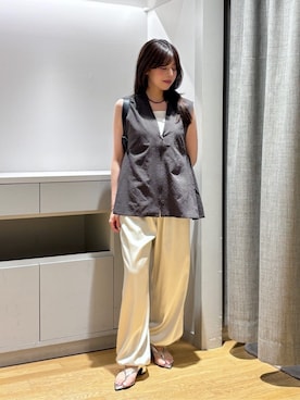 「A DAY IN THE LIFE UNITED ARROWS(アデイインザライフユナイテッドアローズ)のサッカー ペプラム ジップベスト <A DAY IN THE LIFE>(Tシャツ/カットソー、ブラウン系)」を使った、ア デイ イン ザ ライフさん(レディース・160cm)の夏コーディネート