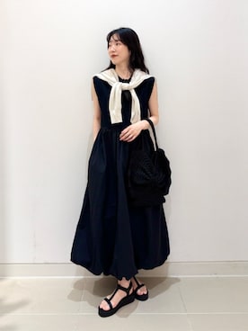「A DAY IN THE LIFE UNITED ARROWS（アデイインザライフユナイテッドアローズ）のシアー Vネックカーディガン ‐ウォッシャブル‐＜A DAY IN THE LIFE＞（Knitwear、ベージュ系）」を使った、ア デイ イン ザ　ライフさん（レディース・155cm）の春コーディネート
