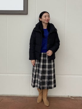 「スカートコーデ」｜「アイテム（ダウンジャケット/コート）」を使った、ア デイ イン ザ　ライフさん（レディース・168cm）の秋コーディネート