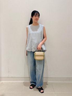 「A DAY IN THE LIFE UNITED ARROWS(アデイインザライフユナイテッドアローズ)のワッシャー バルーン ノースリーブブラウス <A DAY IN THE LIFE>(シャツ/ブラウス、グレー系)」を使った、ア デイ イン ザ ライフさん(レディース・156cm)の夏コーディネート