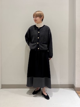 「A DAY IN THE LIFE UNITED ARROWS(アデイインザライフユナイテッドアローズ)のループヤーン メタルボタン カーディガン <A DAY IN THE LIFE>(カーディガン/ボレロ、グレー系)」を使った、ア デイ イン ザ ライフさん(レディース・162cm)の秋コーディネート