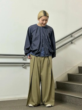 「A DAY IN THE LIFE UNITED ARROWS（アデイインザライフユナイテッドアローズ）のギャザー バルーンスリーブ ブラウス ＜A DAY IN THE LIFE＞（Shirts、グレー系）」を使った、ア デイ イン ザ　ライフさん（レディース・155cm）の春コーディネート