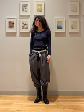 「A DAY IN THE LIFE UNITED ARROWS(アデイインザライフユナイテッドアローズ)のストライプ レイヤード イージーワイドパンツ <A DAY IN THE LIFE>(その他パンツ、グレー系)」を使った、ア デイ イン ザ ライフさん(レディース・162cm)の秋コーディネート