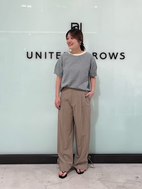 「A DAY IN THE LIFE UNITED ARROWS(アデイインザライフユナイテッドアローズ)のワッフルボーダー タックスリーブTシャツ <A DAY IN THE LIFE>(Tシャツ/カットソー、グリーン系)」を使った、ア デイ イン ザ ライフさん(レディース・160cm)の夏コーディネート